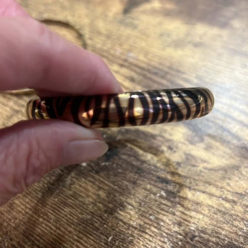 Animal Print and Gold Tone Bangles, Set of 2